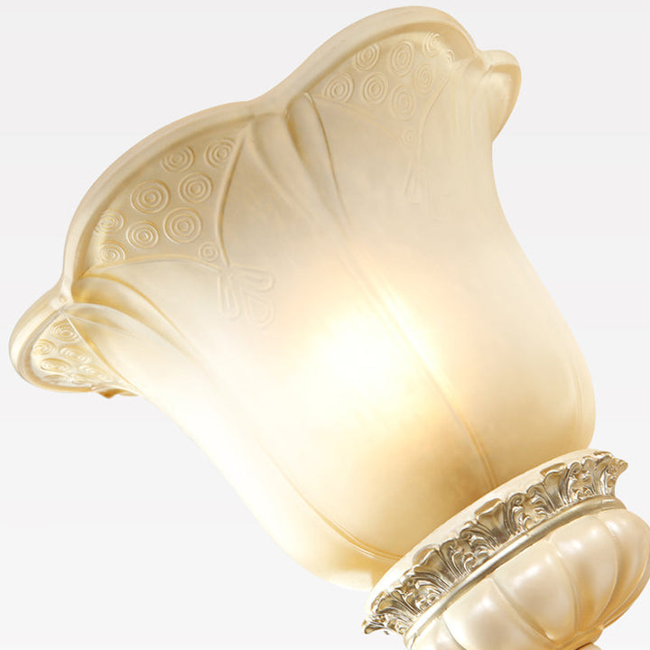 Skørter | Flowers White Glass Wall Mounted Light Traditional 1/2 Lights Hall Wall Lamp with Crystal Drops