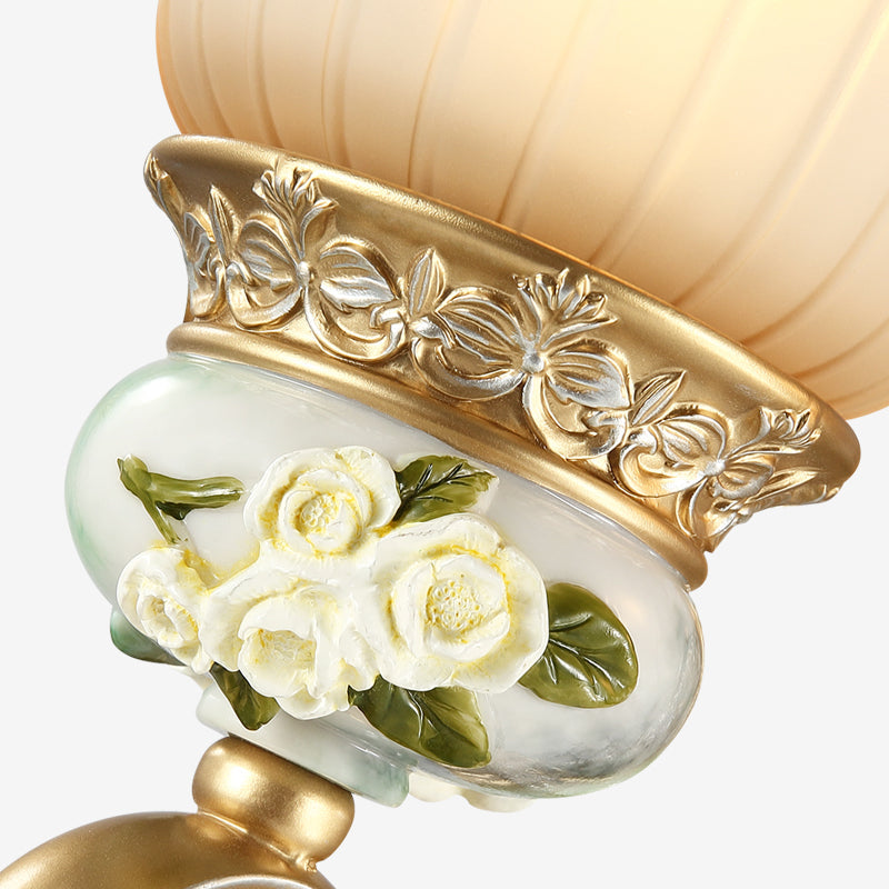 Skørter | Golden Scallop Wall Lamp Vintage White Glass 1/2 Lights Living Room Sconces Light with Golden Arm and Backplate