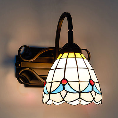 Lisslune | Tiffany Wall Mount Fixture Woven Glass 1 Light Colorful Wall Lamp in Beige/Blue/Blue-White/White for Dining Room