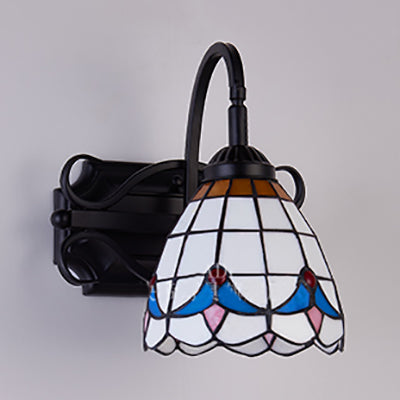 Lisslune | Tiffany Wall Mount Fixture Woven Glass 1 Light Colorful Wall Lamp in Beige/Blue/Blue-White/White for Dining Room