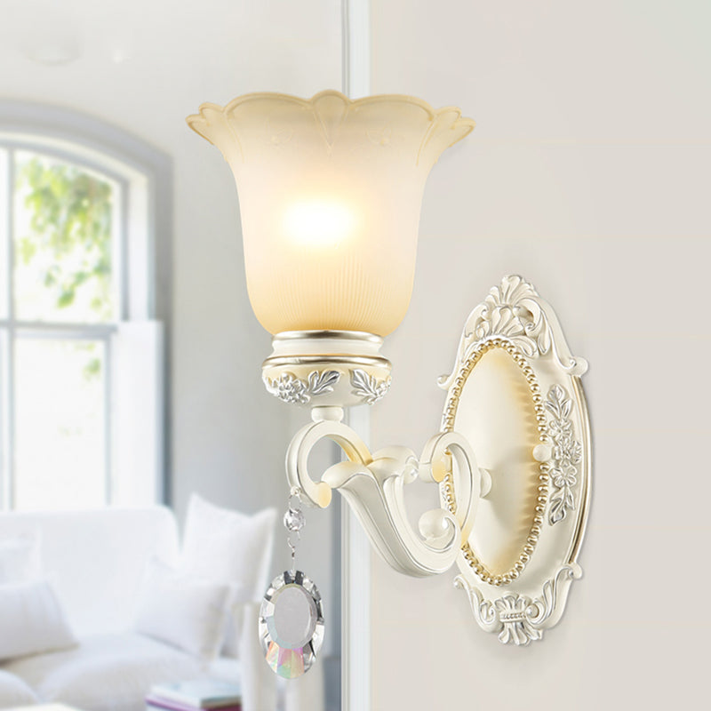 Skørter | Eivory Flower Wall Light Traditional White Glass 1/2 Lights Living Room Sconces Light