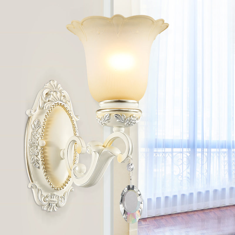 Skørter | Eivory Flower Wall Light Traditional White Glass 1/2 Lights Living Room Sconces Light