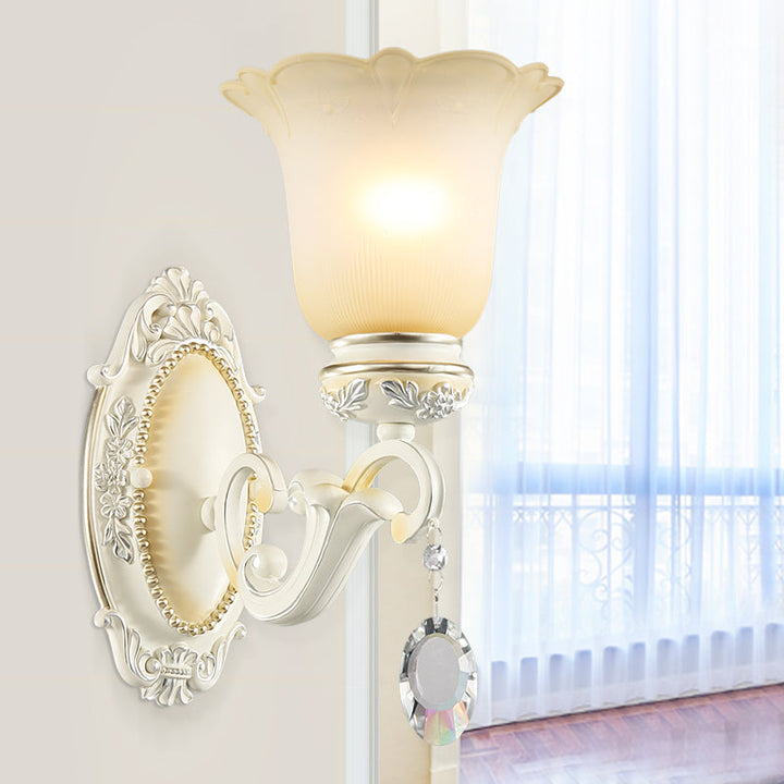 Skørter | Eivory Flower Wall Light Traditional White Glass 1/2 Lights Living Room Sconces Light