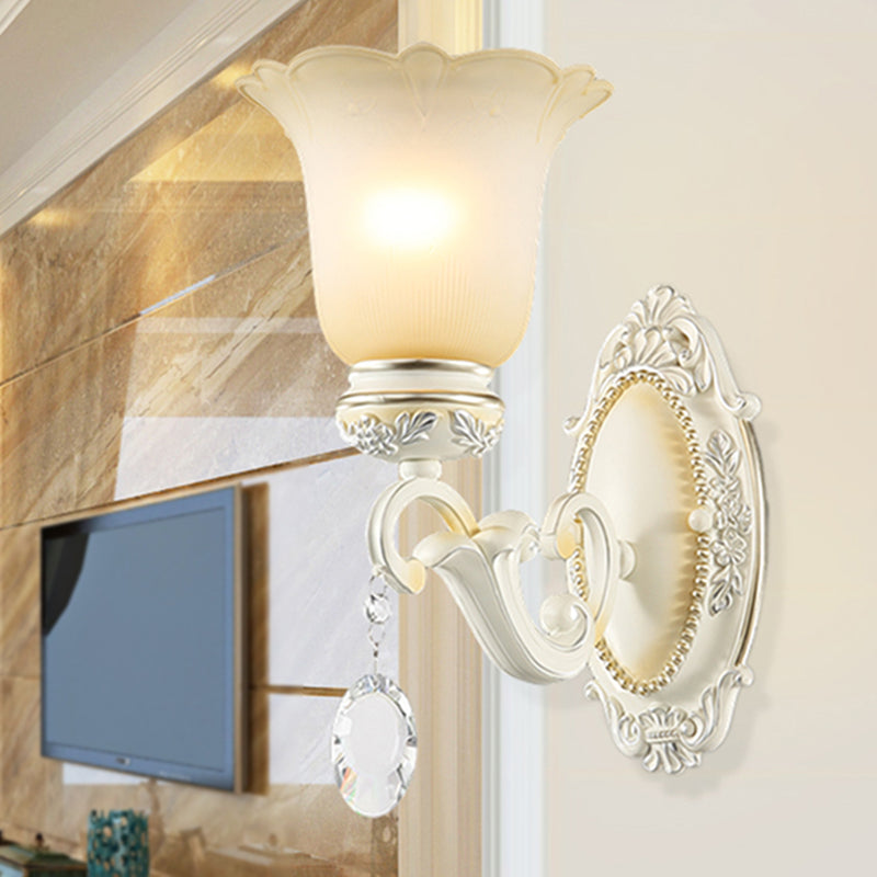 Skørter | Eivory Flower Wall Light Traditional White Glass 1/2 Lights Living Room Sconces Light