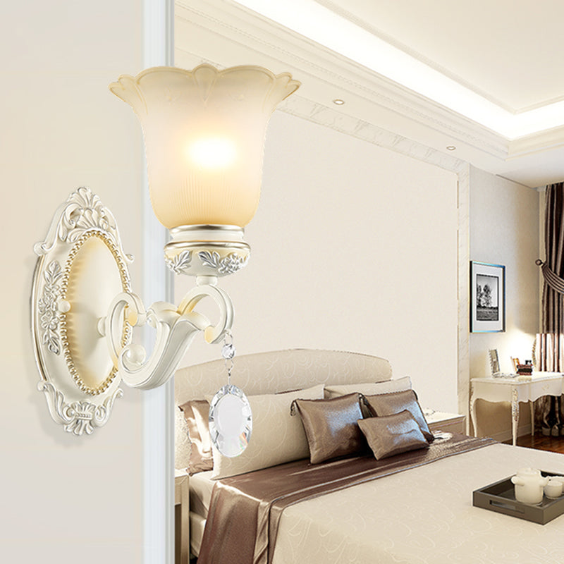Skørter | Eivory Flower Wall Light Traditional White Glass 1/2 Lights Living Room Sconces Light
