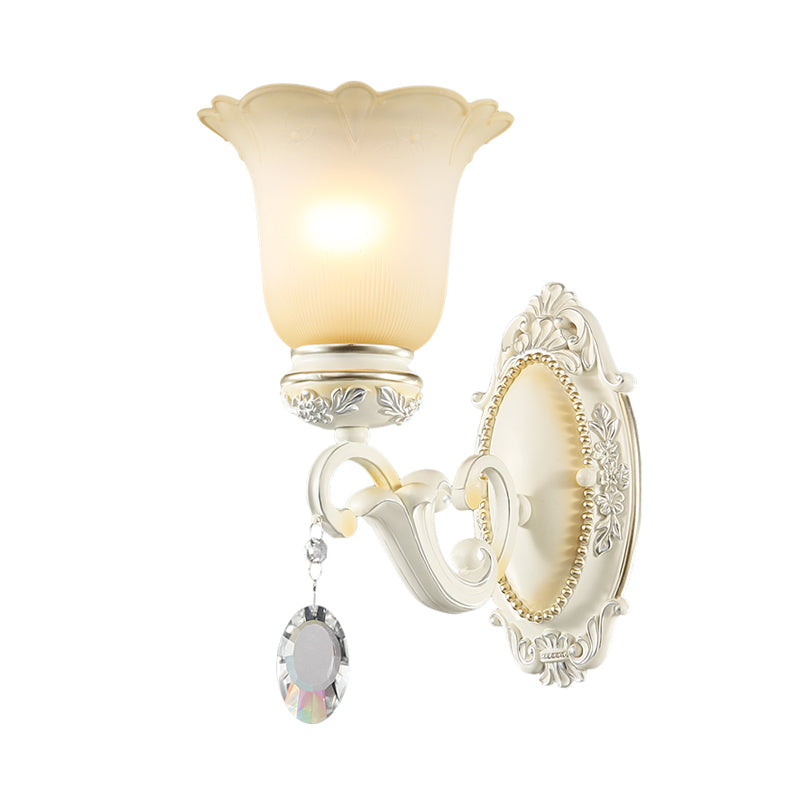 Skørter | Eivory Flower Wall Light Traditional White Glass 1/2 Lights Living Room Sconces Light