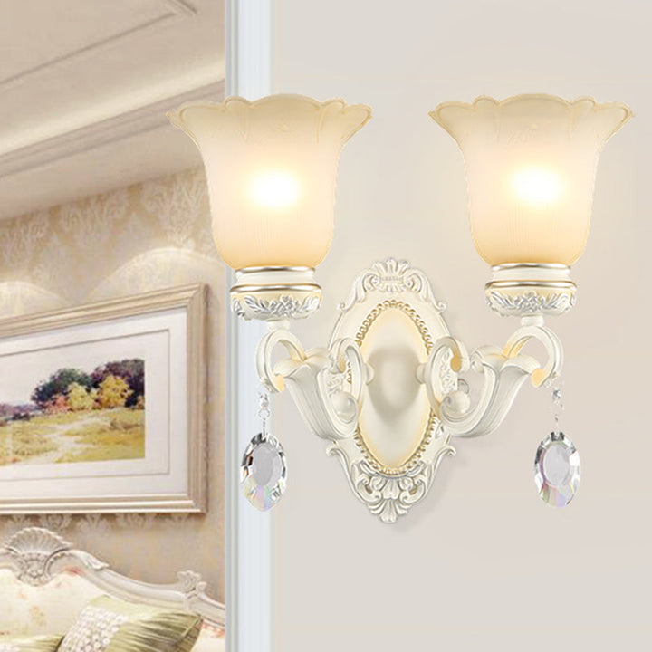 Skørter | Eivory Flower Wall Light Traditional White Glass 1/2 Lights Living Room Sconces Light