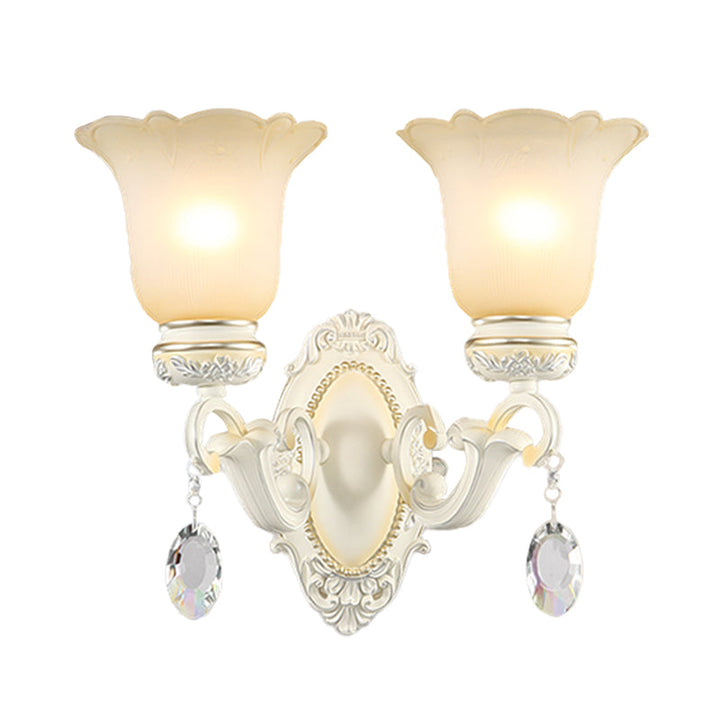 Skørter | Eivory Flower Wall Light Traditional White Glass 1/2 Lights Living Room Sconces Light