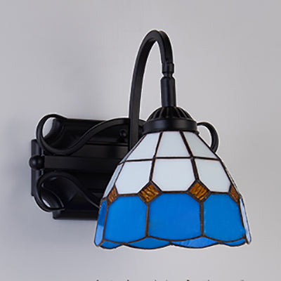 Lisslune | Tiffany Wall Mount Fixture Woven Glass 1 Light Colorful Wall Lamp in Beige/Blue/Blue-White/White for Dining Room