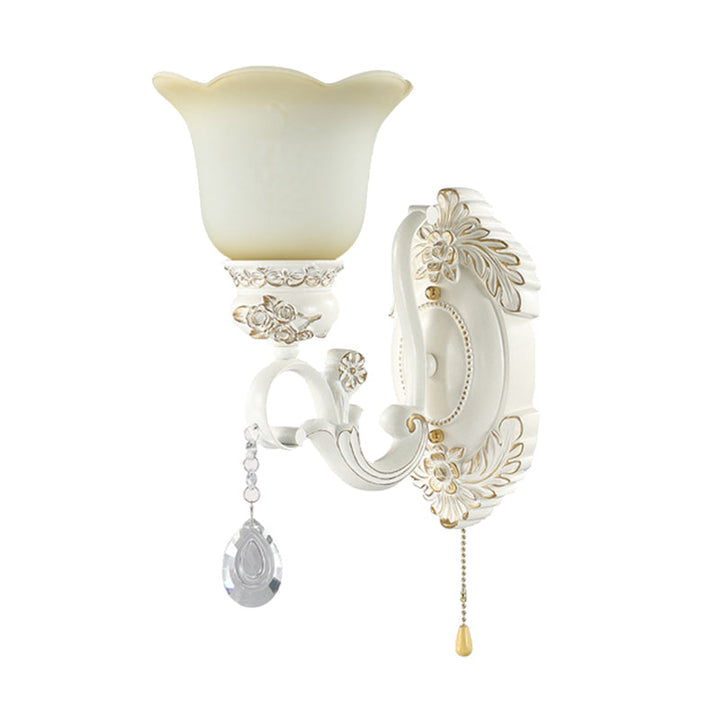 Skørter | Diagonal White Glass Wall Lamp Traditional 1/2 Lights Wall Lamp with Iridescent Resin Backplate
