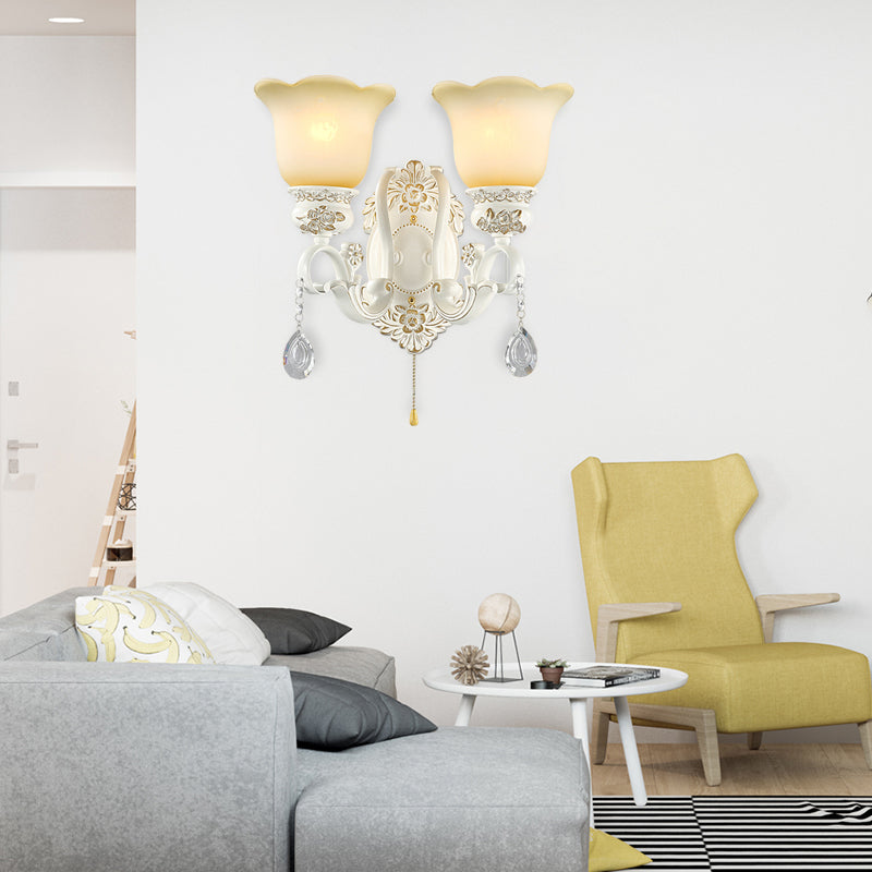 Skørter | Diagonal White Glass Wall Lamp Traditional 1/2 Lights Wall Lamp with Iridescent Resin Backplate