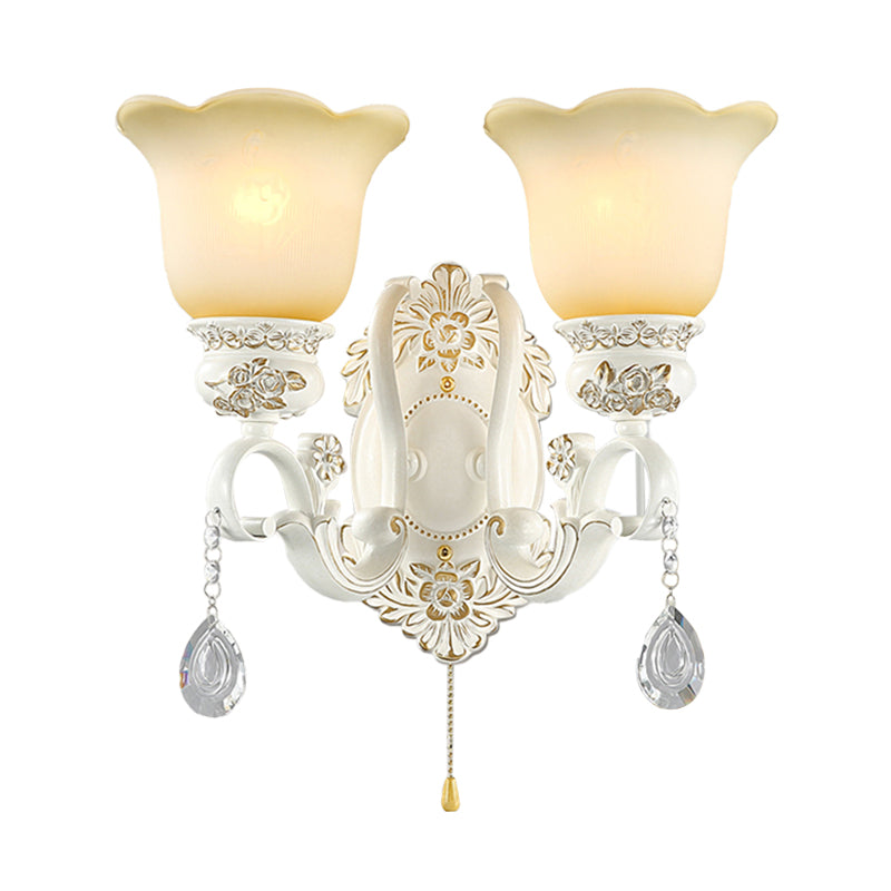 Skørter | Diagonal White Glass Wall Lamp Traditional 1/2 Lights Wall Lamp with Iridescent Resin Backplate