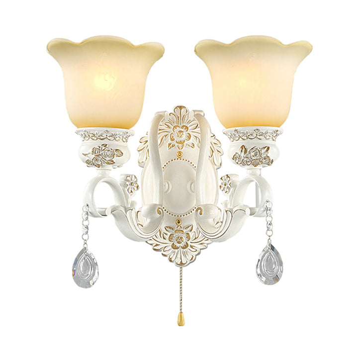 Skørter | Diagonal White Glass Wall Lamp Traditional 1/2 Lights Wall Lamp with Iridescent Resin Backplate