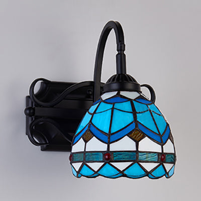 Lisslune | Tiffany Wall Mount Fixture Woven Glass 1 Light Colorful Wall Lamp in Beige/Blue/Blue-White/White for Dining Room
