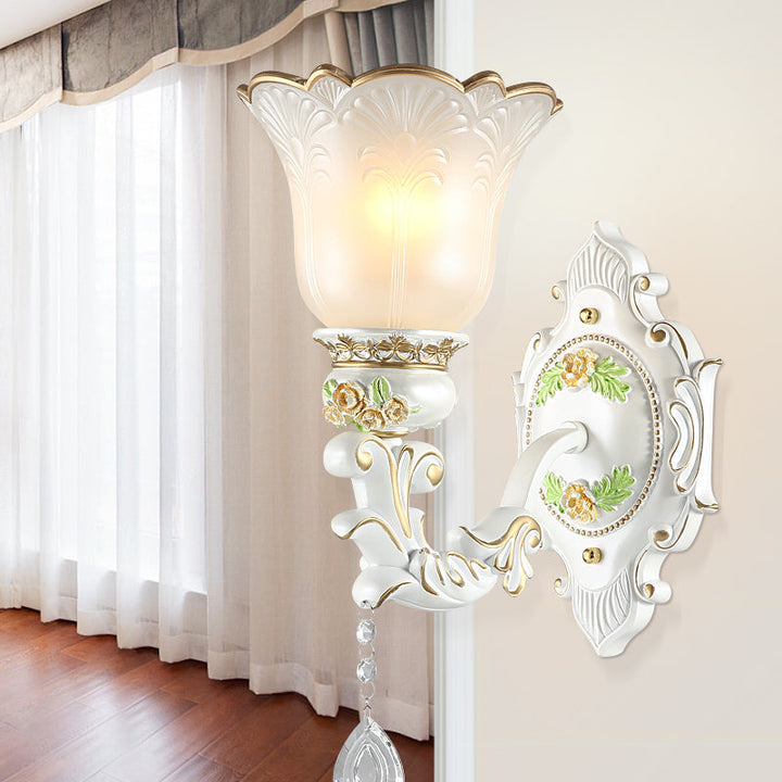 Skørter | Opal Glass Flower Wall Lamp Light Traditional 1/2 Lights Living Room Wall Lamp Fitting in White