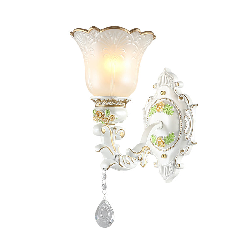 Skørter | Opal Glass Flower Wall Lamp Light Traditional 1/2 Lights Living Room Wall Lamp Fitting in White