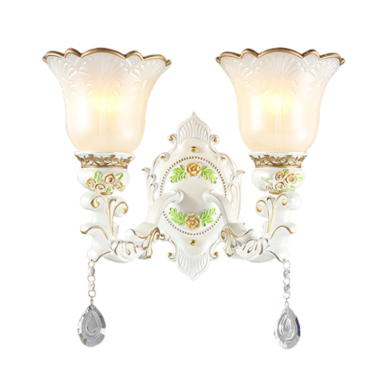 Skørter | Opal Glass Flower Wall Lamp Light Traditional 1/2 Lights Living Room Wall Lamp Fitting in White