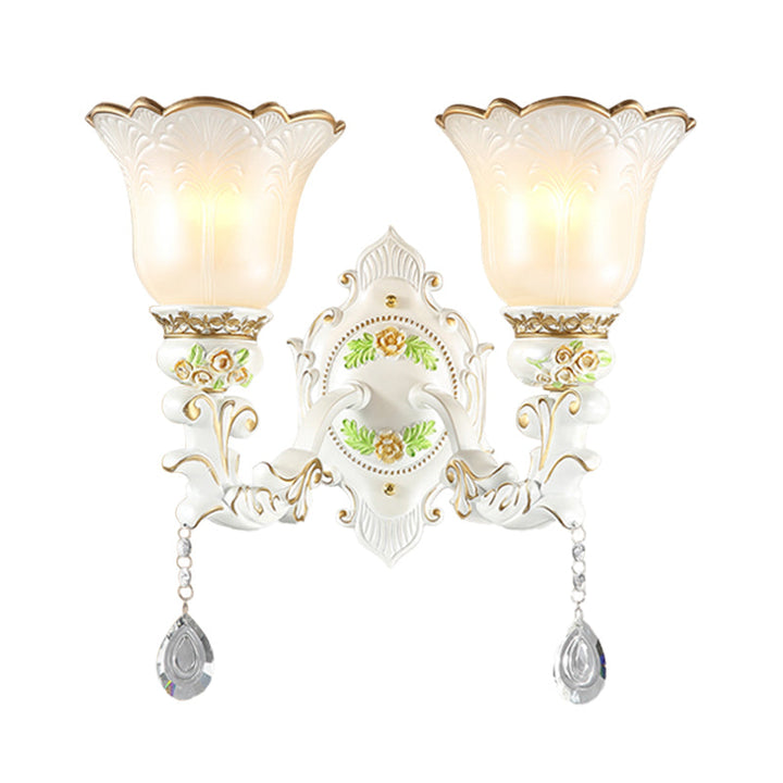 Skørter | Opal Glass Flower Wall Lamp Light Traditional 1/2 Lights Living Room Wall Lamp Fitting in White