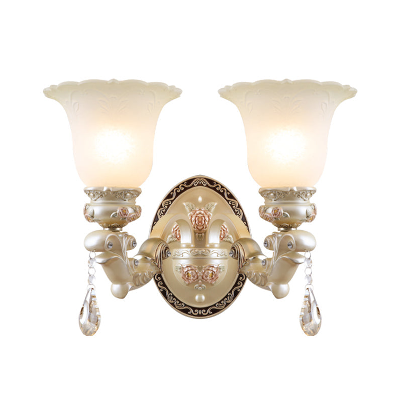 Skørter | Flower Living Room Wall Light Vintage Opal Glass 1/2 Lights Beige Wall Light