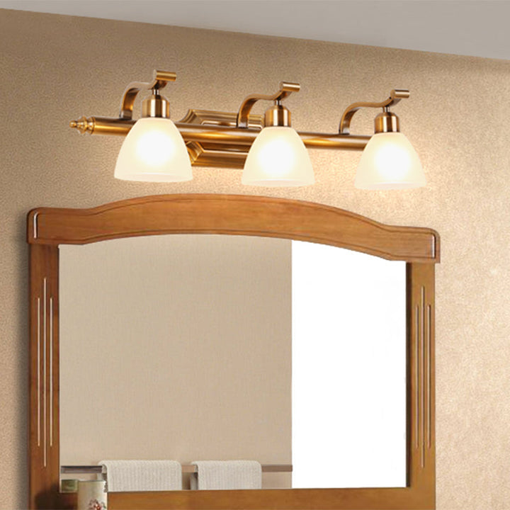 Skørter | Brass 2/3/4 Lamps Vanity Light Traditionalism Metal Bowl Wall Mount Light Fixture for Bathroom
