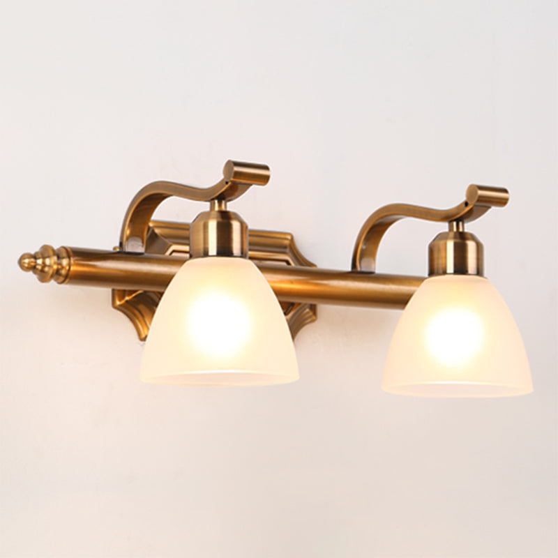 Skørter | Brass 2/3/4 Lamps Vanity Light Traditionalism Metal Bowl Wall Mount Light Fixture for Bathroom