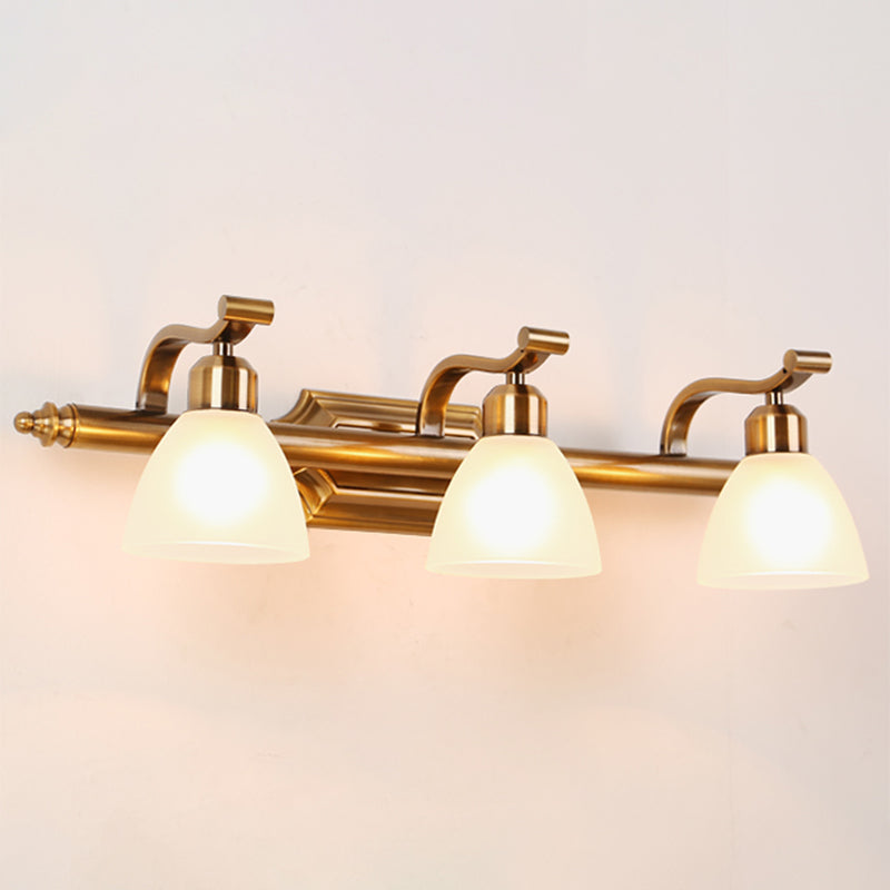 Skørter | Brass 2/3/4 Lamps Vanity Light Traditionalism Metal Bowl Wall Mount Light Fixture for Bathroom