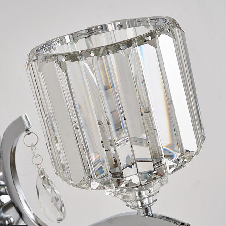 Skørter | Cylinder Wall Light Wall Lights Modern Crystal Block 1 Light Bedroom Wall Mounted Lamp in Chrome