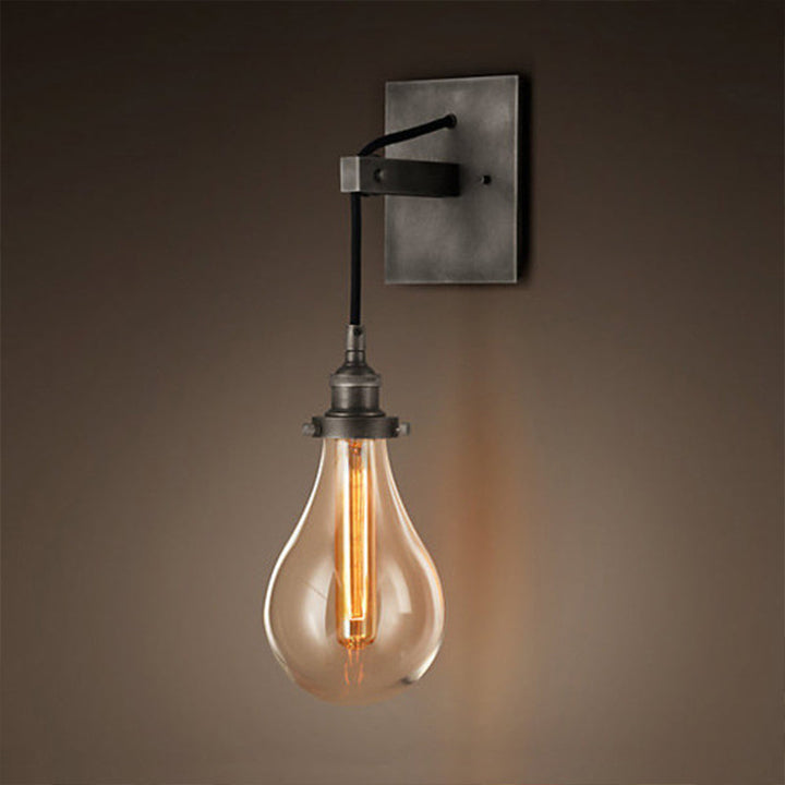 Lisslune | Black Bulb Shade Wall Light Industrial Clear Glass 1 Light Living Room Wall Lights Fixture