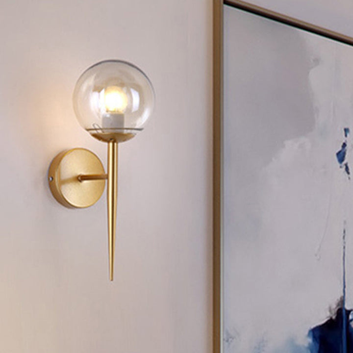 Lisslune | Black/Yellow Round Wall Lighting Modern Clear Glass 1 Light Bedroom Wall Lamp Light