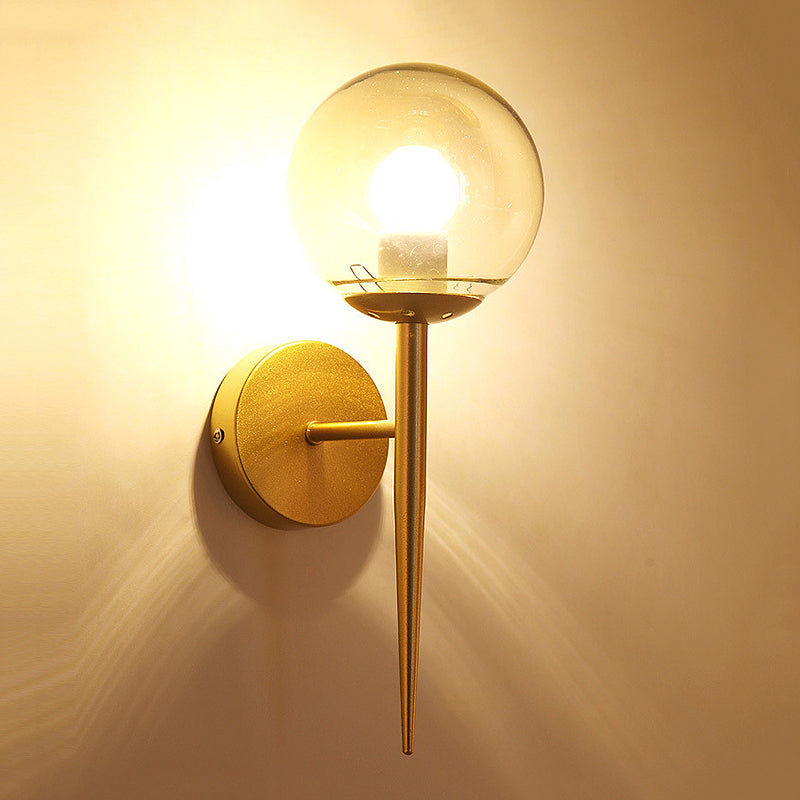 Lisslune | Black/Yellow Round Wall Lighting Modern Clear Glass 1 Light Bedroom Wall Lamp Light