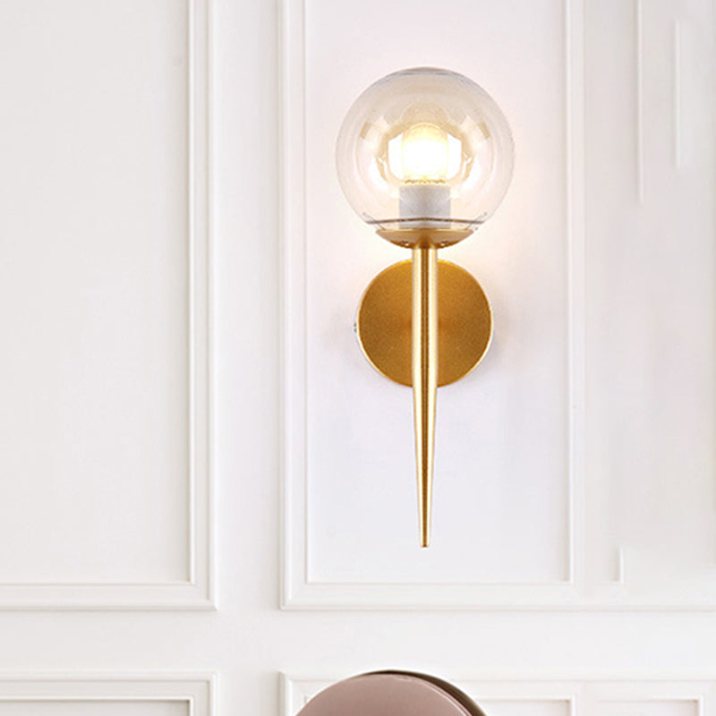Lisslune | Black/Yellow Round Wall Lighting Modern Clear Glass 1 Light Bedroom Wall Lamp Light