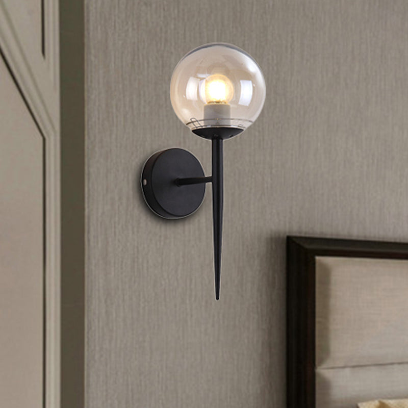 Lisslune | Black/Yellow Round Wall Lighting Modern Clear Glass 1 Light Bedroom Wall Lamp Light