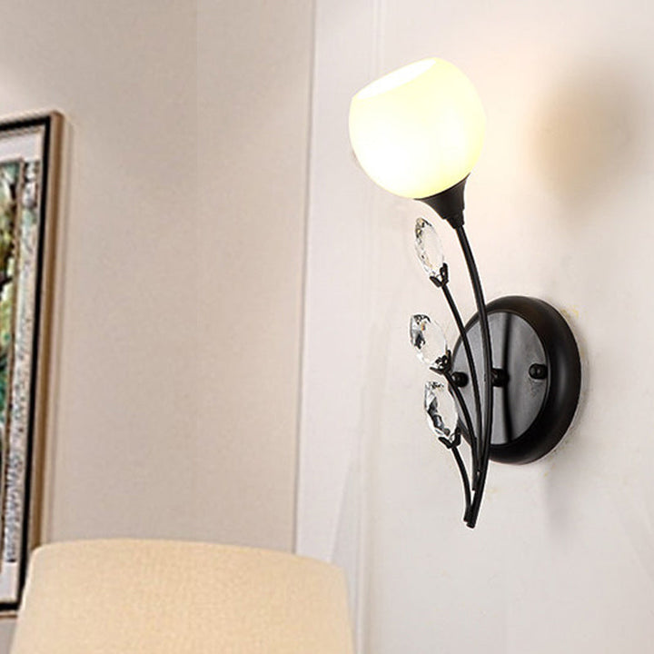 Skørter | Bubble Shade White Glass Wall Lamp Rustic 1/2 Lights Dining Room Wall Mounted Lamp in Black