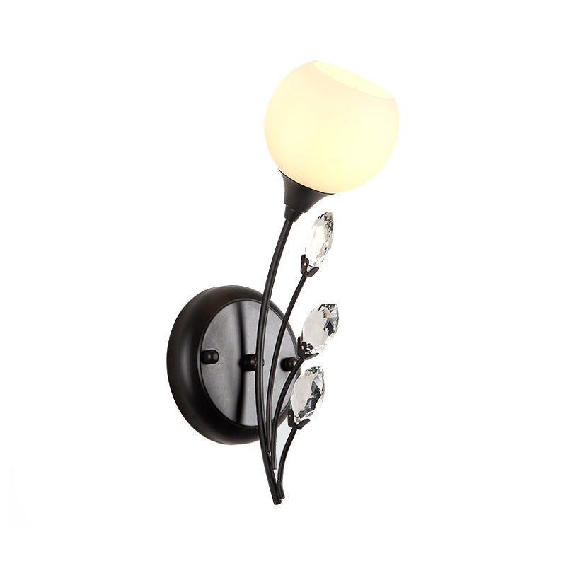 Skørter | Bubble Shade White Glass Wall Lamp Rustic 1/2 Lights Dining Room Wall Mounted Lamp in Black