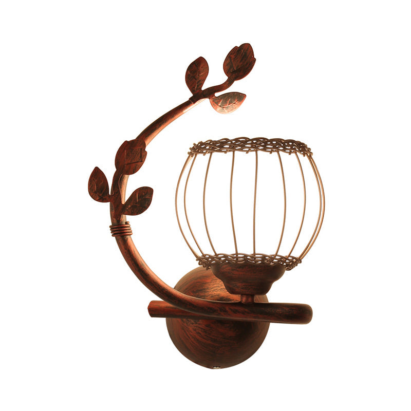 Skørter | 1 Light Bedroom Wall Mounted Lamp Rustic Dark Wood Wall Lamp with Globe Milk Glass Shade, Right/Left