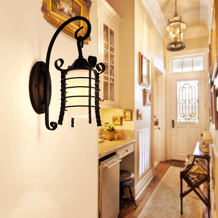 Skørter | Flower-/Leaf-/Metal Frame Corridor Wall Light Country Style Milk Glass 1 Light Black Wall Light Element