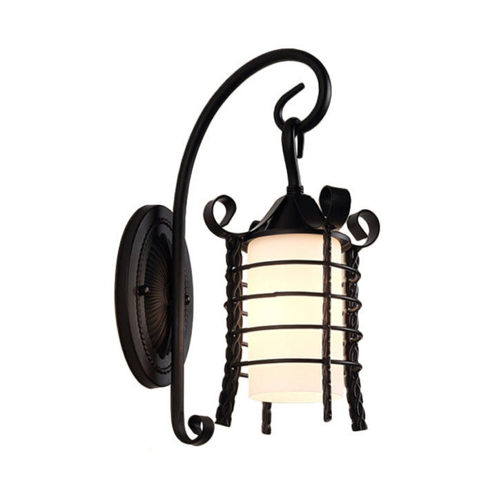 Skørter | Flower-/Leaf-/Metal Frame Corridor Wall Light Country Style Milk Glass 1 Light Black Wall Light Element