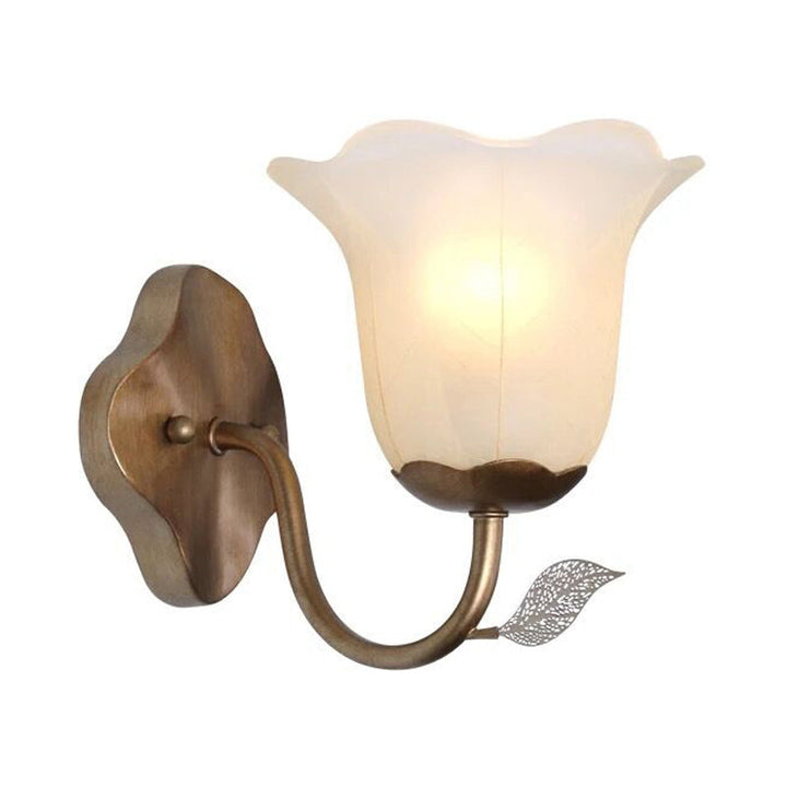 Skørter | 1 Light Flared Vanity Lamp Traditional White Glass Wall Lamp for Dining Room with Curved Arm