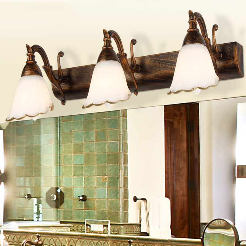 Skørter | Flower Wall Light Classic Opal Glass 2/3/4 Lights Bronze/White Make-Up Lighting