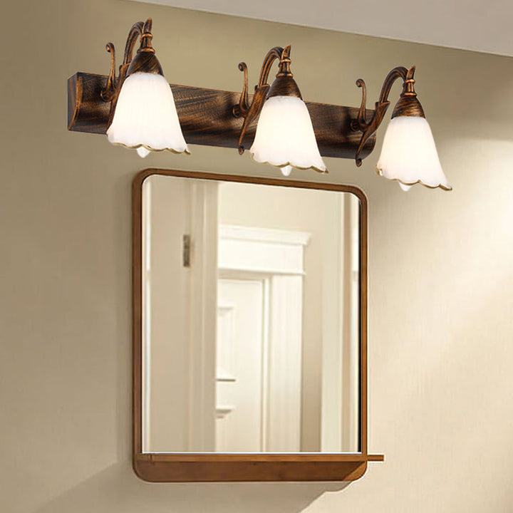 Skørter | Flower Wall Light Classic Opal Glass 2/3/4 Lights Bronze/White Make-Up Lighting