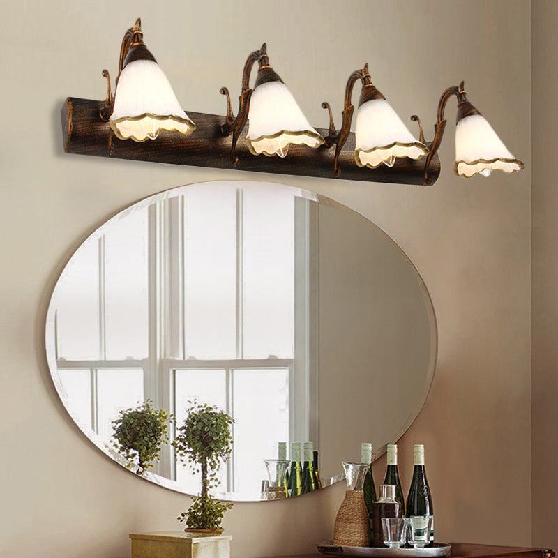 Skørter | Flower Wall Light Classic Opal Glass 2/3/4 Lights Bronze/White Make-Up Lighting