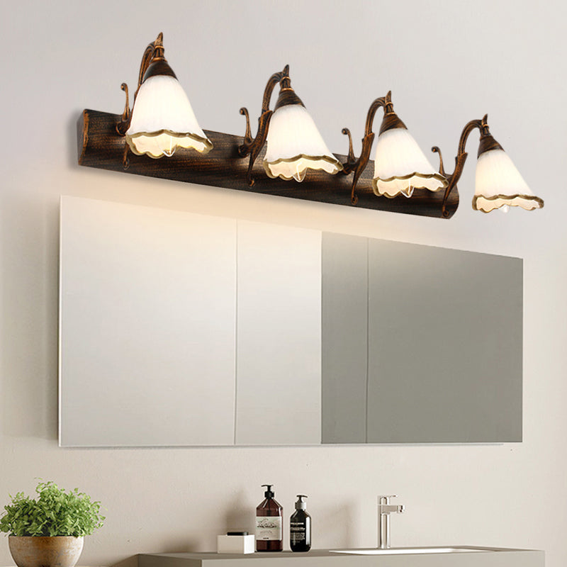 Skørter | Flower Wall Light Classic Opal Glass 2/3/4 Lights Bronze/White Make-Up Lighting
