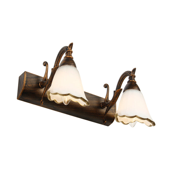 Skørter | Flower Wall Light Classic Opal Glass 2/3/4 Lights Bronze/White Make-Up Lighting