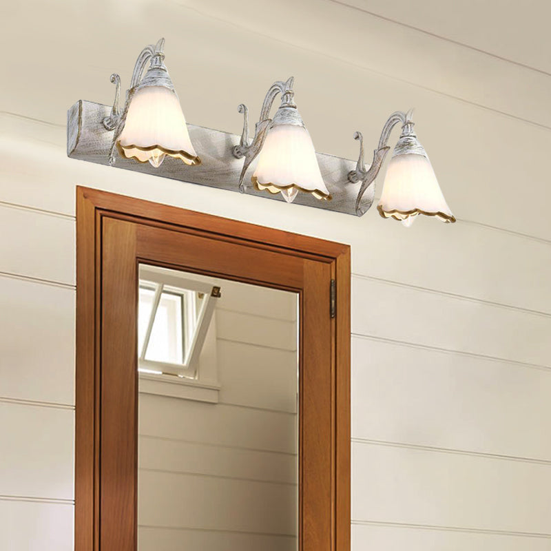 Skørter | Flower Wall Light Classic Opal Glass 2/3/4 Lights Bronze/White Make-Up Lighting