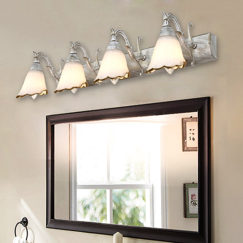 Skørter | Flower Wall Light Classic Opal Glass 2/3/4 Lights Bronze/White Make-Up Lighting