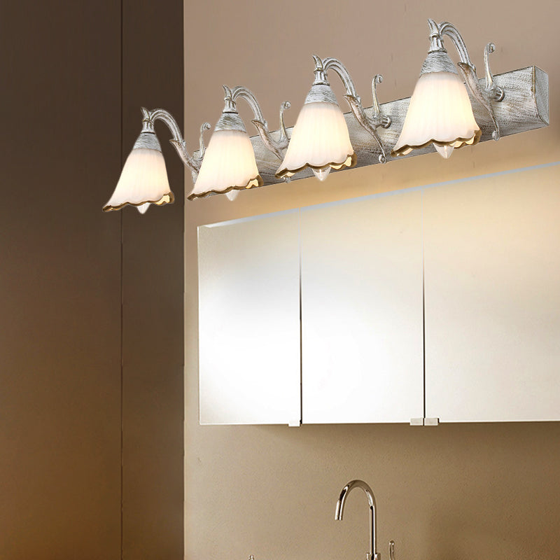 Skørter | Flower Wall Light Classic Opal Glass 2/3/4 Lights Bronze/White Make-Up Lighting