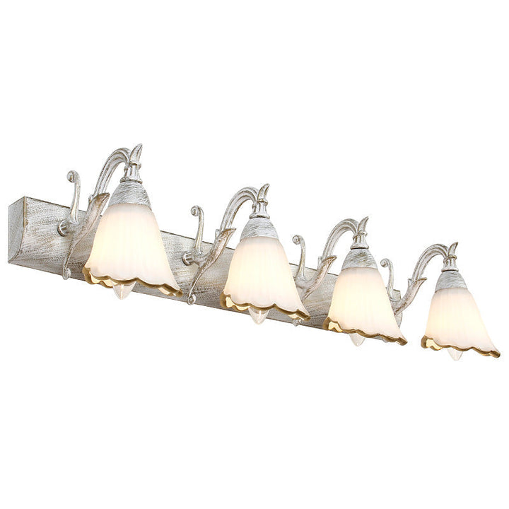 Lisslune | Flower Bath Wall Light Classic Opal Glass 2/3/4 Lights Bronze/White Make-Up Lighting