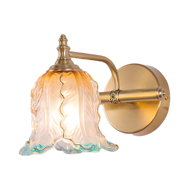 Skørter | Gold 1/2/3 Light Wall Lamp Fixture Vintage Textured Glass Scalloped Make-Up Lighting for Bedroom