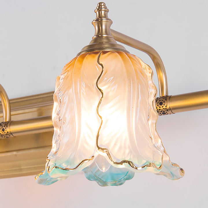 Skørter | Gold 1/2/3 Light Wall Lamp Fixture Vintage Textured Glass Scalloped Make-Up Lighting for Bedroom