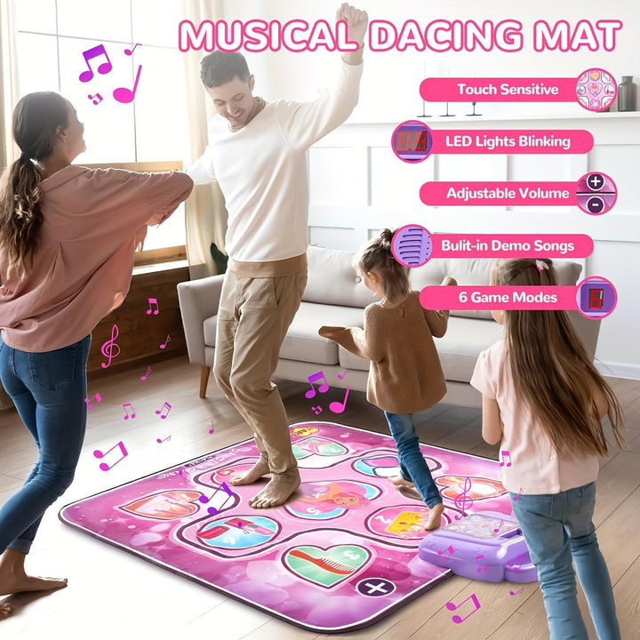 Lisslune | Pink Dance Mat for Children with Scoring Function and Rhythmic Game – Without TV – DanceFun Mat
